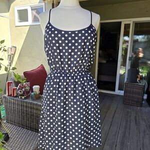 Olive & Oak Navy Polka Dot Sleeveless Dress – Size Medium